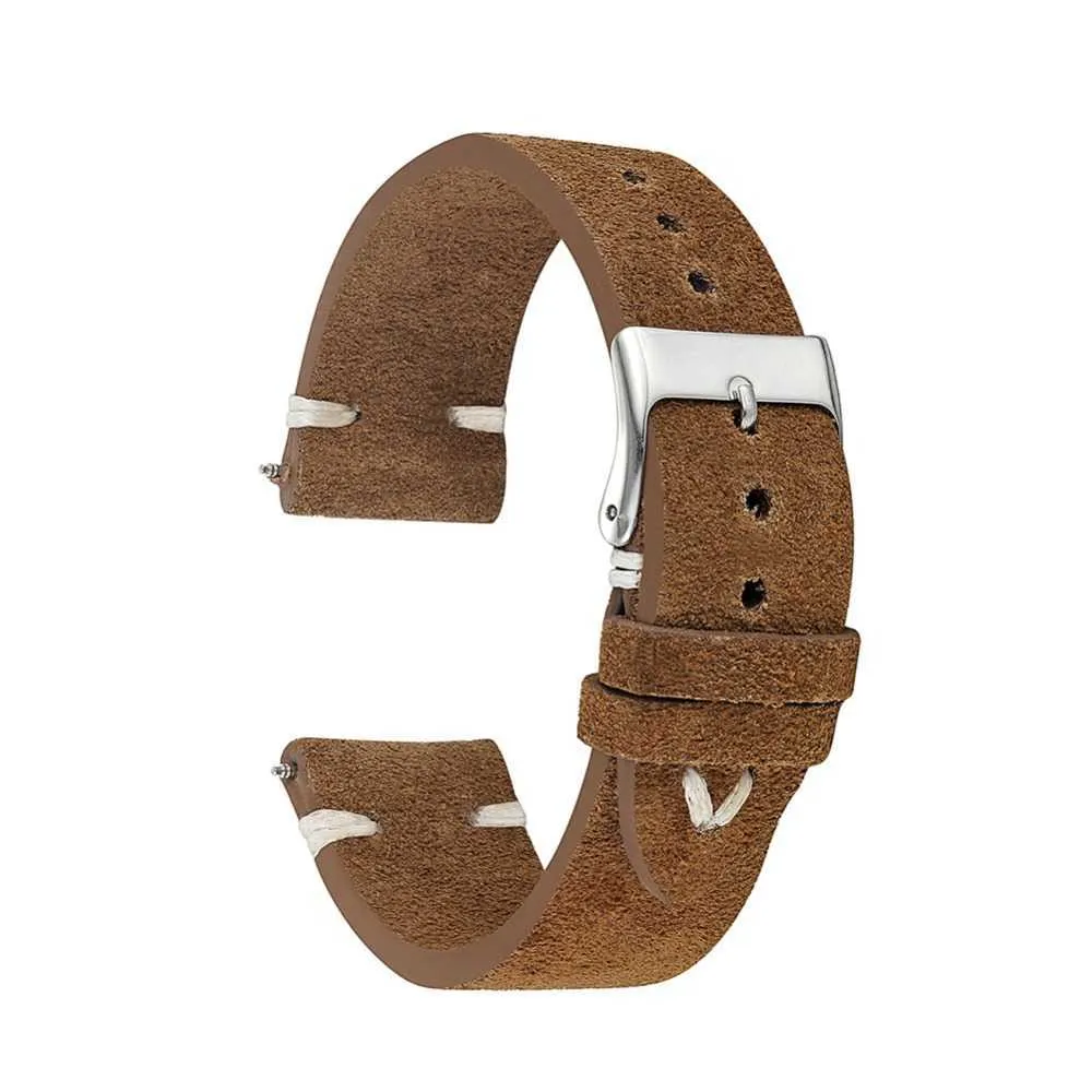 Nouvelle mode 18mm 20mm 22mm homme femmes Bracelet à la main en cuir suédé marron montre-bracelet bande sangle ceinture bracelets de montre Kzsd08 H0915