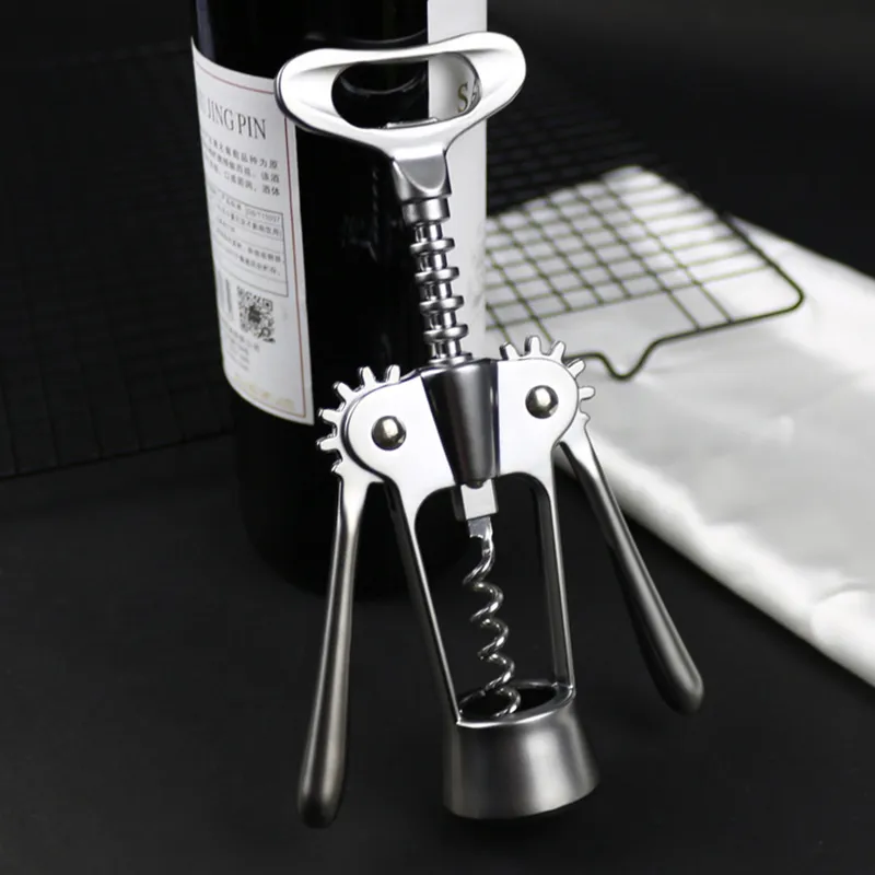 Zinc Alloy Bottle Opener Slitstarkt Rödvin Öl Korkskruv Multifunktion Premium Wing CorkScrews Cork Remover Sommeliers Tools HY0147