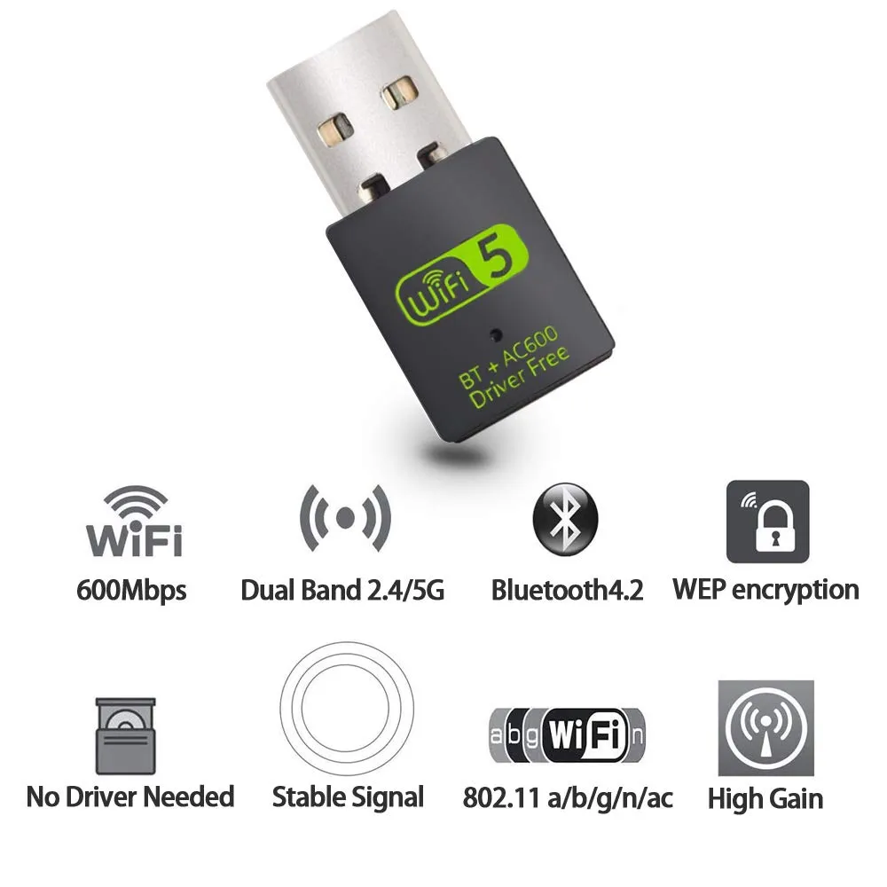USB WiFi Bluetooth Адаптер 600 Мбит / С Двойной Полосы 2,4 / 5 ГГц.