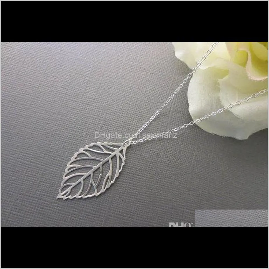 10pcs- n086 dainty nature leaf necklaces plant tree hollow fallen leaves necklace simple cute leaf necklaces for ladies women