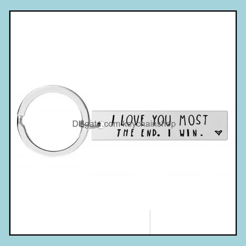 I Love You Most More The End Creative Keyrings I Win Couples Keychain Stainless Steel Key Holders Party Favor