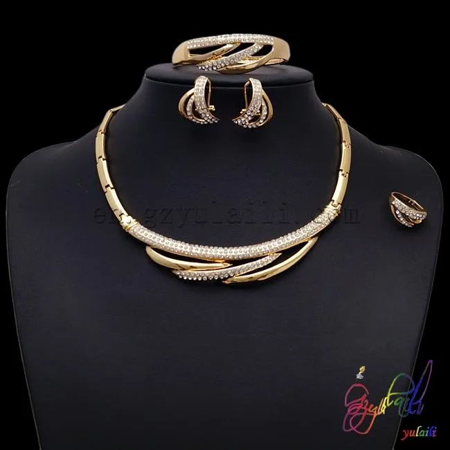 Earrings & Necklace 2021 Magnificent Latest Dubai Bridal Classic Top Quality Yellower Gold-color Jewelry Sets For Women