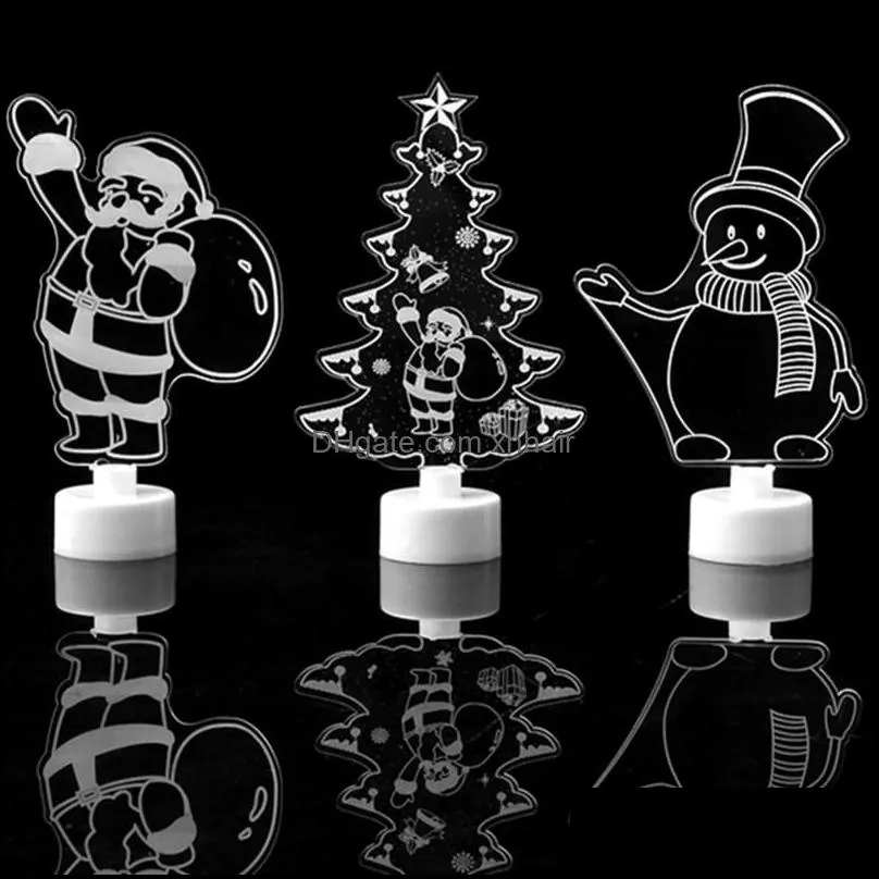 Xmas LED Fiber Optic Christmas Trees Colorful LED Santa Snow Man Night light Xmas Christmas Tree Glowing Small Gift1