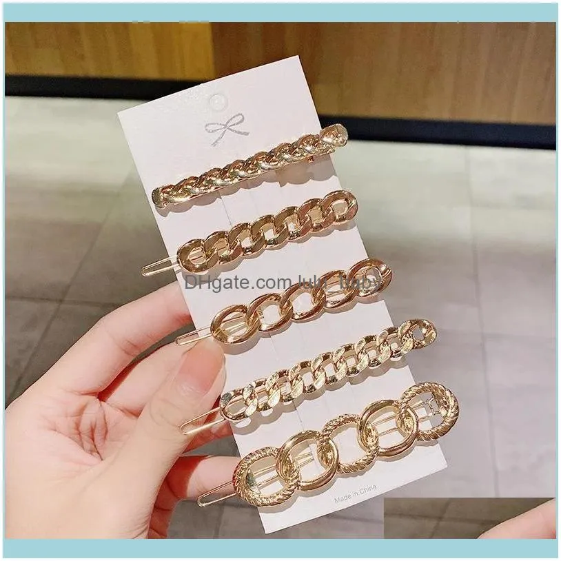 Hair Clips & Barrettes 2021 Women Elegant Gold Geometric Hollow Metal Sweet Simple Hairpin Headband Fashion Accessories