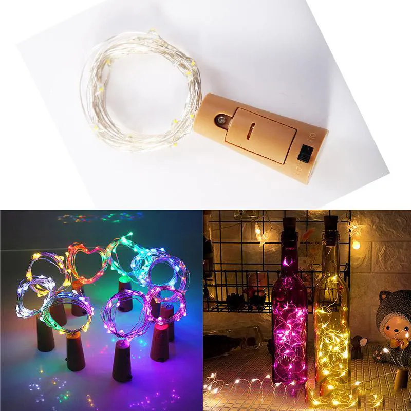 Decorações de Natal Cordão de luz de LED à prova d'água cobre mini fada faça você mesmo garrafas de artesanato em vidro lâmpadas de Natal 2M 20LED