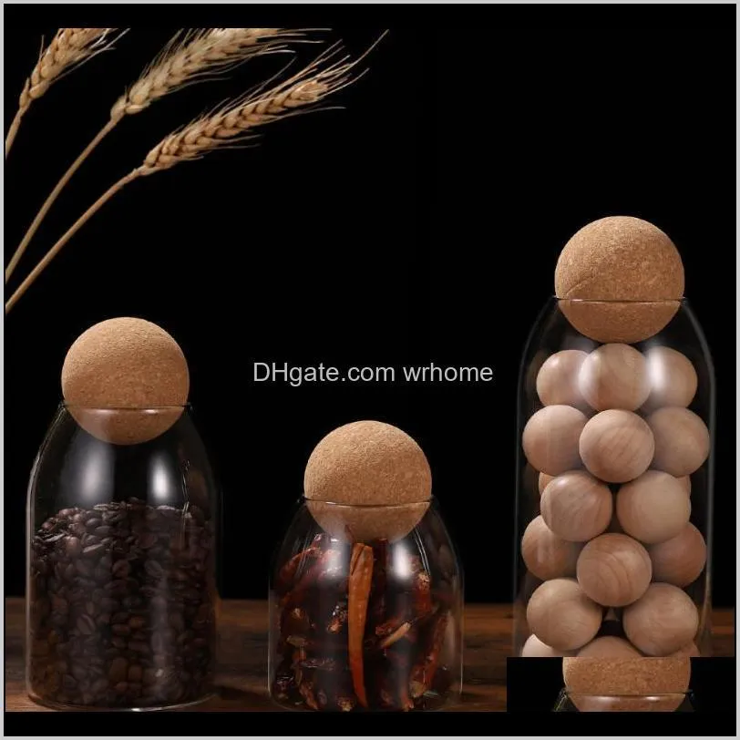 3pcs transparent glass storage tank borosilicate sealed grains container with cork bottles & jars