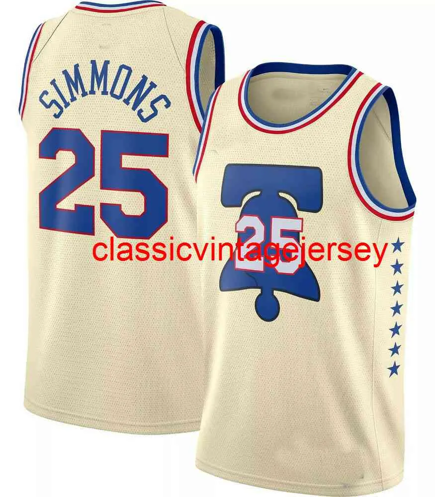 Nouveau 2021 Ben Simmons 25 Jersey cousu hommes femmes jeunes maillots de basket-ball taille XS-6XL