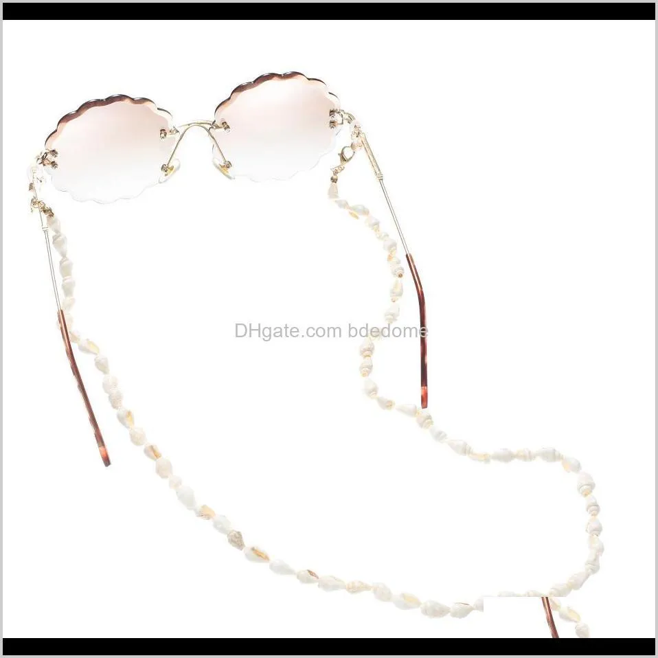 eyeglasses chain beach custom little white conch shell string contected silicone loops gold color part sunglasses accessory women gift