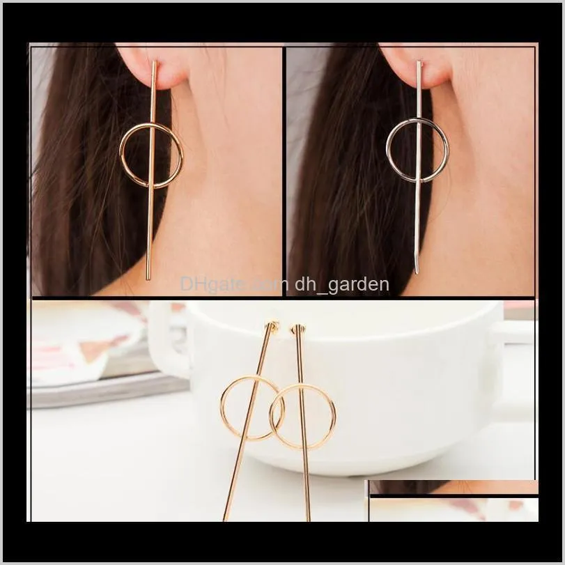 novelty alloy geometry pattern stud earring personality women earring silver gold plated studs korean style for girls ear jewelry