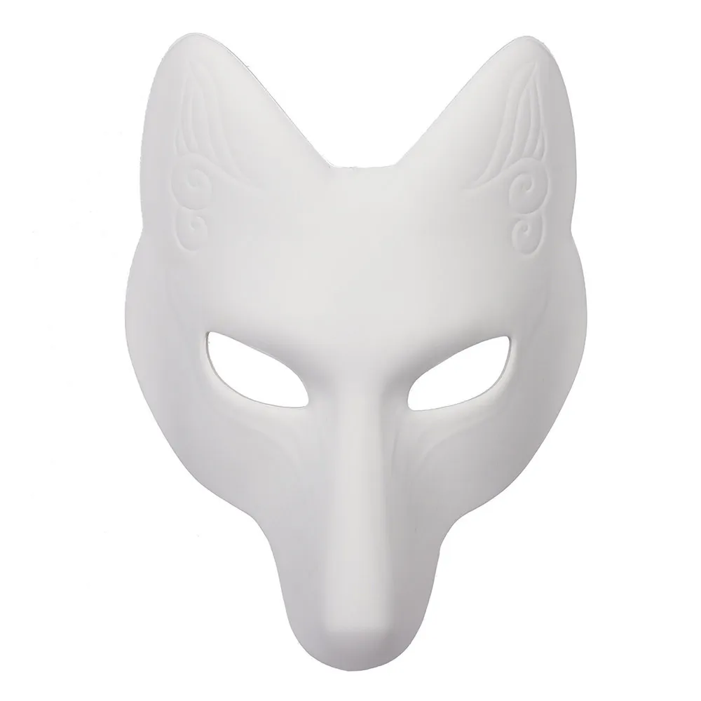 Vit Japan Anime Fox Kitsune Mask Cosplay Festrekvisita Maskeraddräkttillbehör Pub Klubbkläder Halloweenmasker