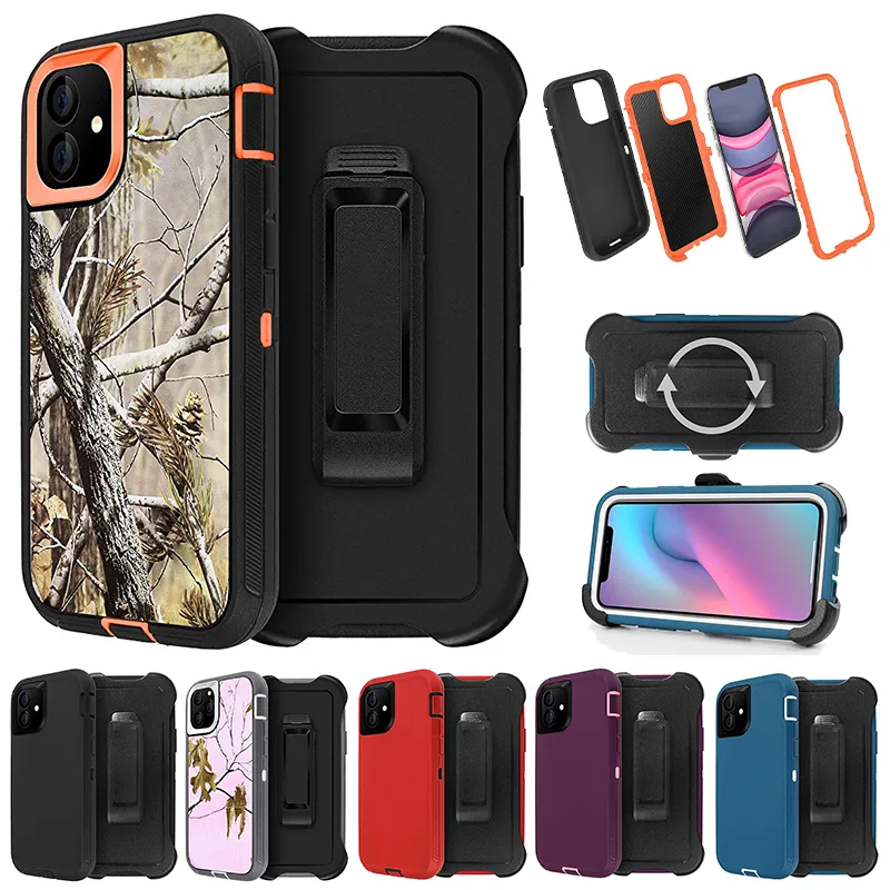 Fundas de defensa de lujo para iPhone14PROMAX 14PRO 14 14PLUS 13PROMAX 13PRO 13 12 ProMax 3 en 1, funda a prueba de golpes, caja resistente para exteriores con clip