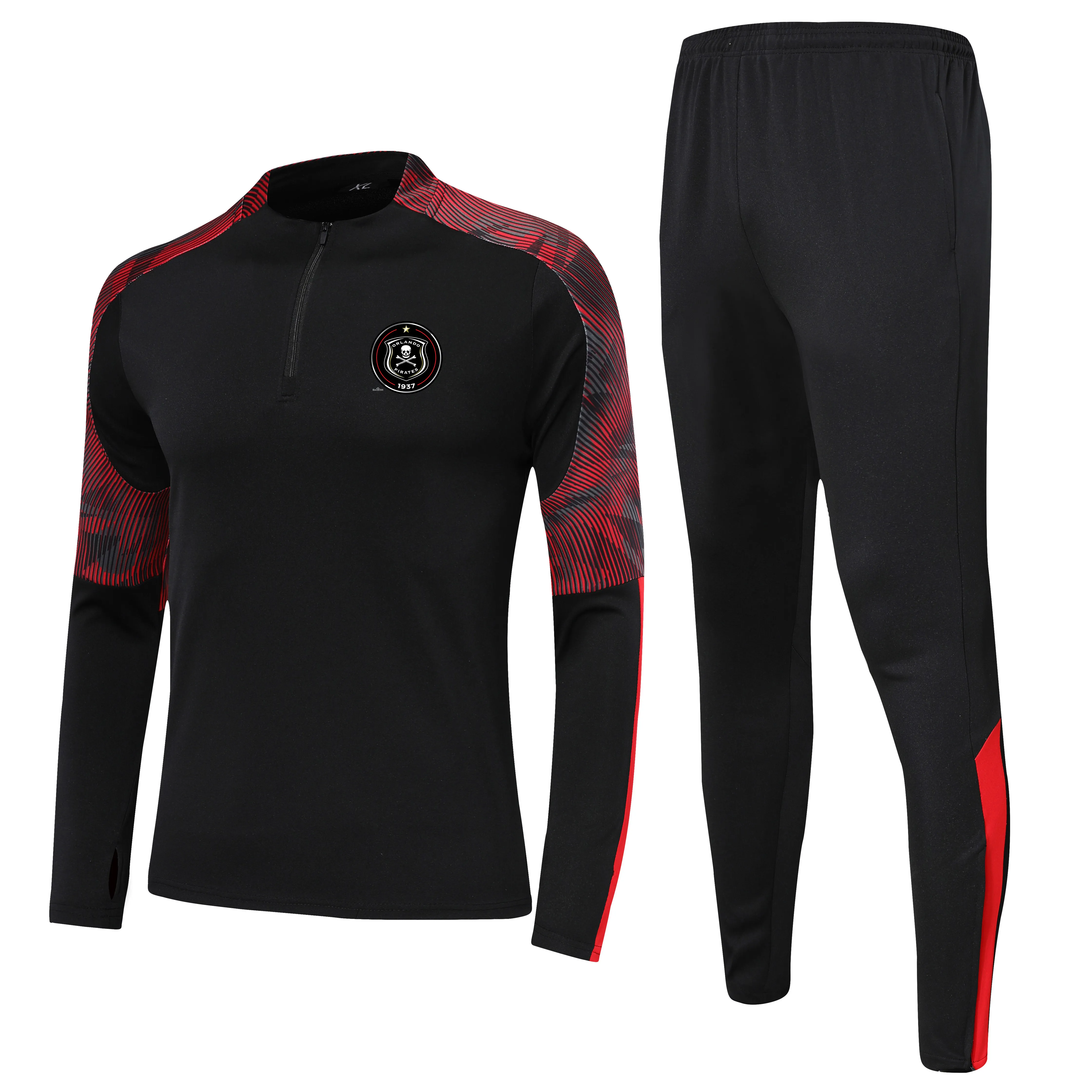 Orlando Pirates Enfants Taille 4XS à XS Ensembles de survêtements de course Hommes Costumes de football en plein air Accueil Kits Vestes Pantalons Sportswear Randonnée Survêtement de football