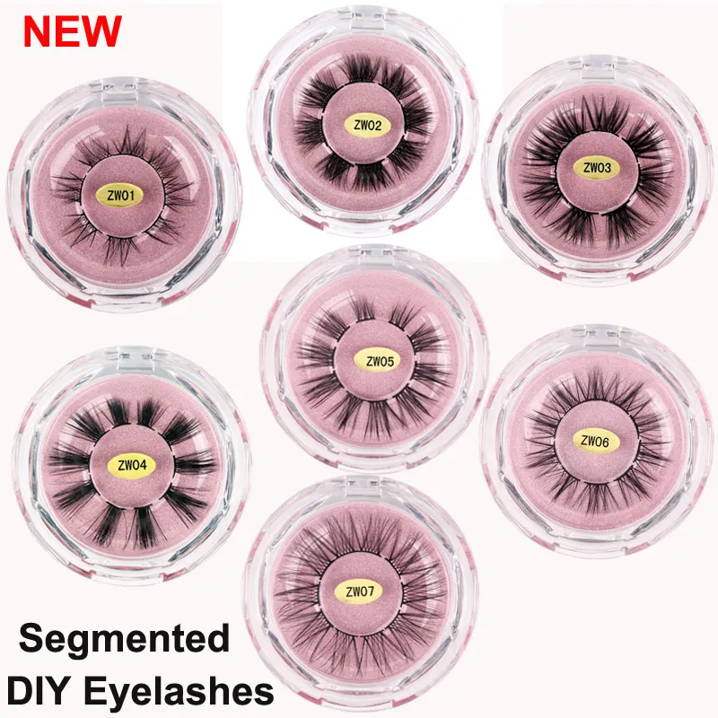 3D Yanlış Kirpikler DIY Segmentli Kirpik Uzatma Faux Vizon Lashes Dramatik Kalın Doğal Seksiyonel Kirpik Wispy Kabarık Göz Makyaj Araçları