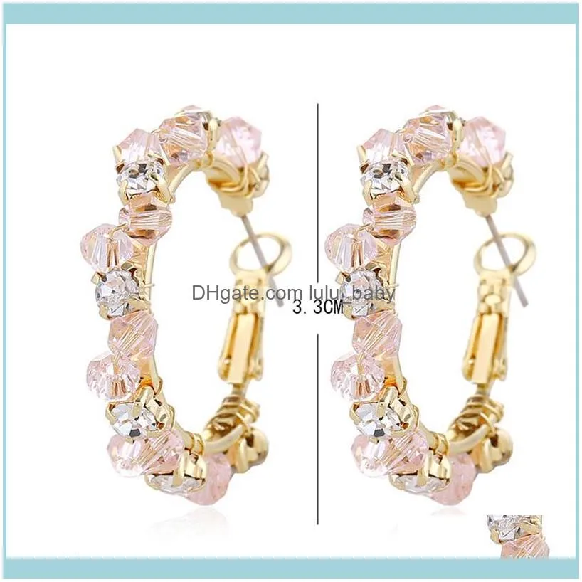 Boho Simulated Pearl Hoop Earrings For Women Hand Weave Crystal Beads Korean Statement Jewelry Bride Wedding & Huggie