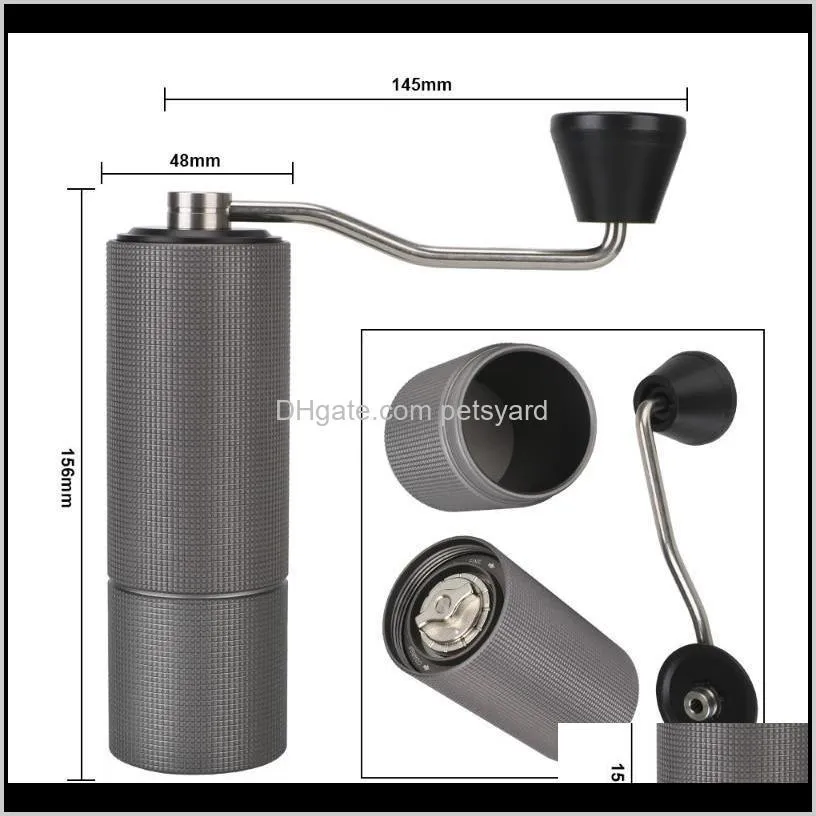 high quality aluminum burr grinder coffee utensils stainless steel mini milling manual grinders