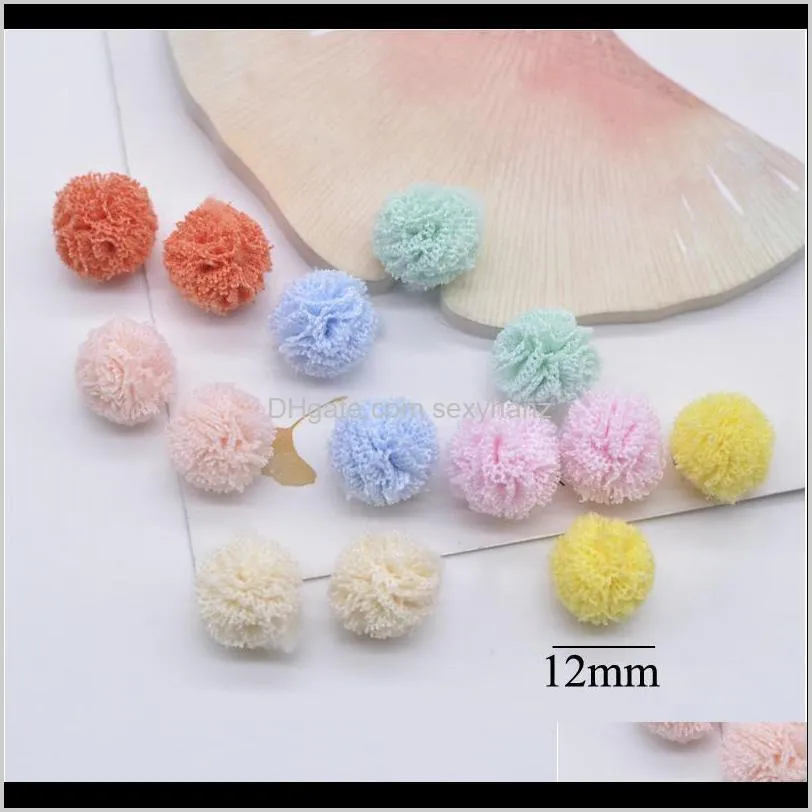 100pcs/lot 12mm elastic mesh chiffon flower ball for sewing on scarf shoes hats fur diy headwear hair clip bow decor qylvxs