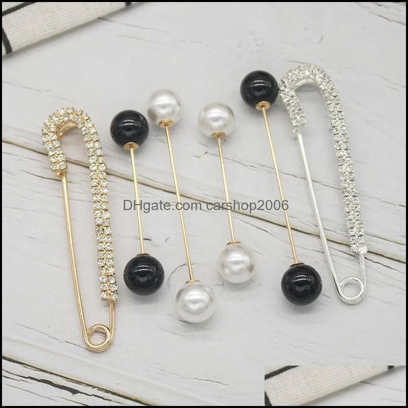 Pins, Brooches ASHMITA 6 Pieces Sweater Shawl Clips Faux Pearl Brooch Pins Retro Double Cardigan Dresses Collar For Women Girls