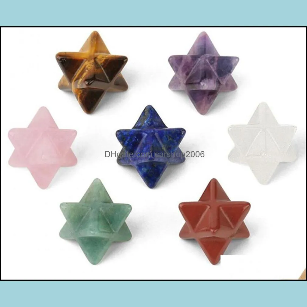 Garden Decorations Patio, Lawn Home Quartz Crystal Points Merkaba Star For Healing Stones Reiki Spiritual Divine Therapy Energy, Pocket St