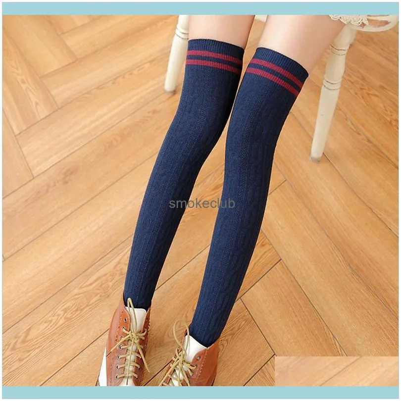 Sports Socks 1 Pair Fashion Stockings Thigh High Over Knee For Ladies Girls Women Winter Striped Japan Style Long Sock