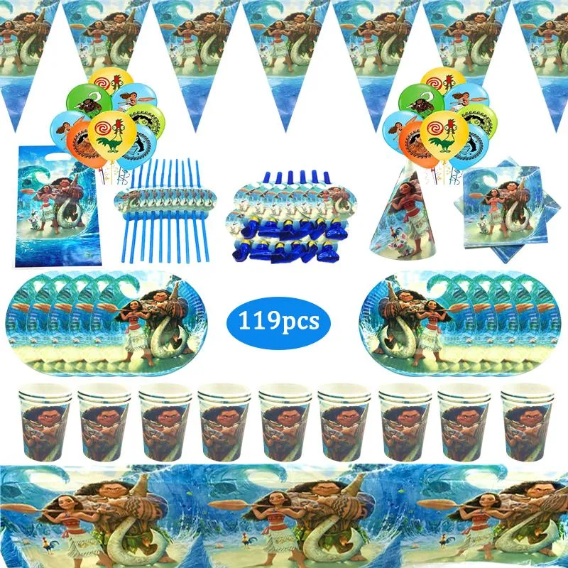 Dinina -de -jantar descartável 119pcs Tema Kids Girl Tabelware Definer Birthday Party Decoration Paper Copo Plate Nabinece Festival Festival Supplies