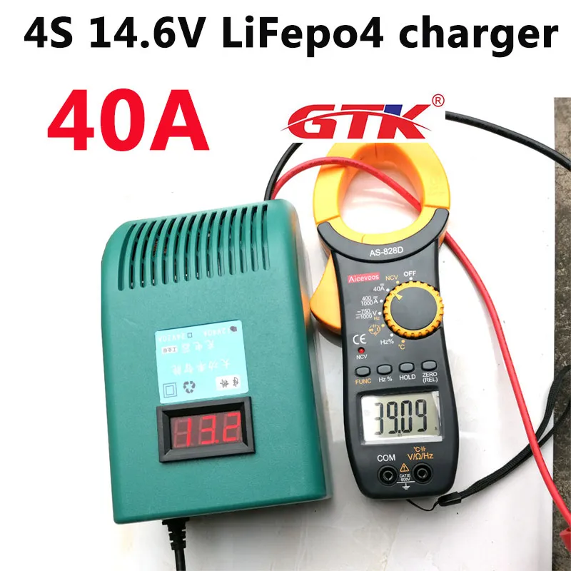 GTK 40A grande corrente!! Caricatore intelligente ad alta potenza batteria al litio LiFepof da 14,6 V per pacco batteria lifepo4 4S 12V 100Ah-400Ah