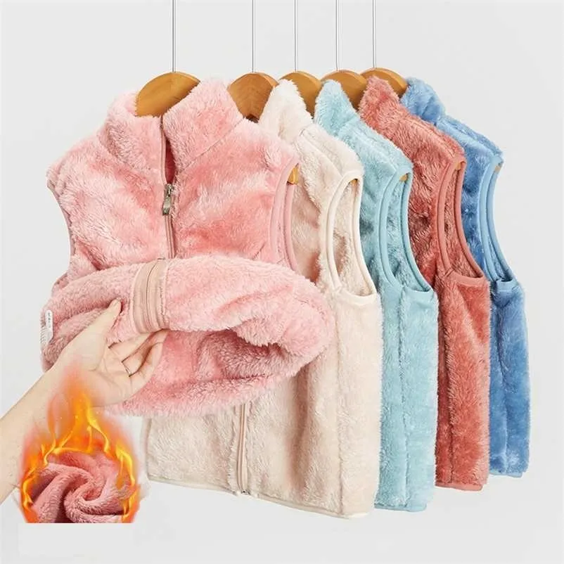 Gilet per bambini caldo e spesso per ragazze Gilet in pile bambina bambina infantile inverno autunno giacca senza maniche capispalla per bambini Ragazzi 211203