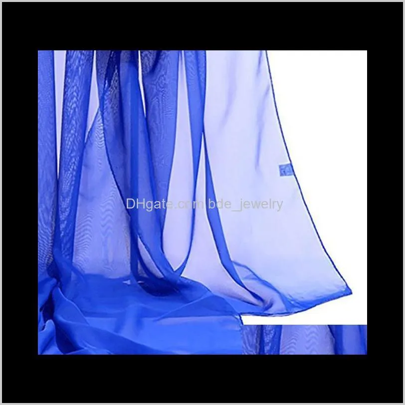 women`s scarf long solid color chiffon shawl wrap scarves beach soft sun protection dark blue