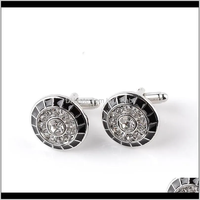 gentleman diamond cufflinks round business suit shirt cuff links button for men fashion jewelr