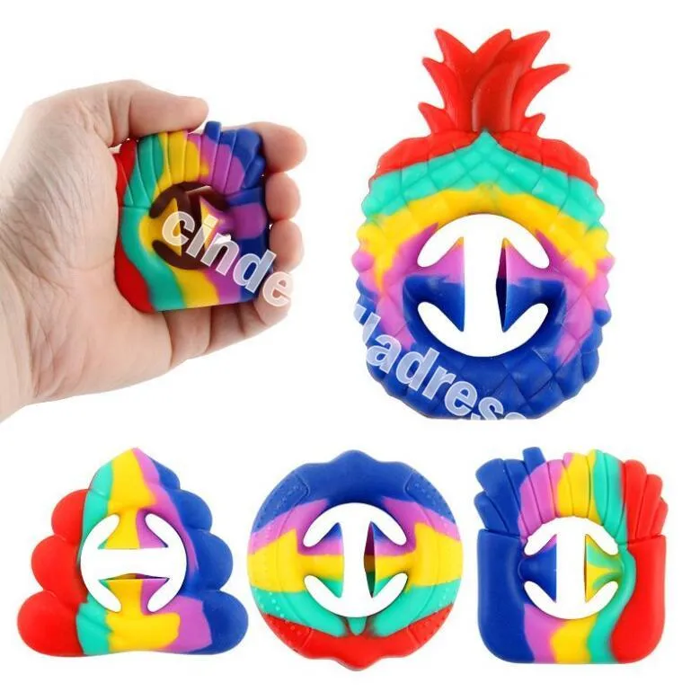 Rainbow Fidget Enapple w kształcie Snapper Squeeze Zabawki Ręce Siła Grip Grabs Party Hałas Maker Sensory Sensory Toy Autyzm Stresowa gra Cy05