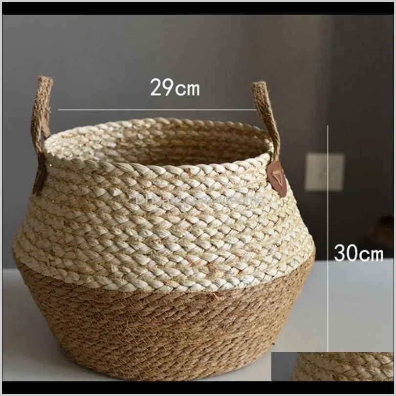 Foldable Natural Flower Pot Seagrass Wicker Basket Home Decor Garden Storage Baskets