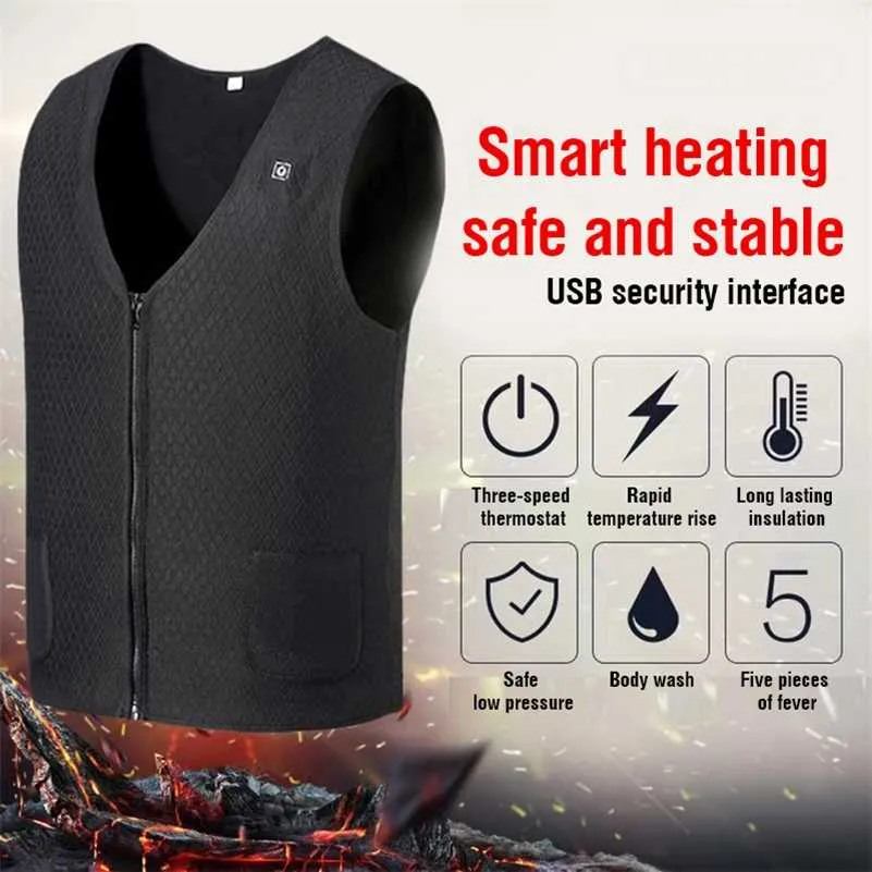 Ogrzewana kurtka ogrzewana kamizelka turystyczna Ubranie piesze USB Inteligentna elektryczna podgrzewana kamizelka ogrzewanie zimowa ciepła kurtka 211120