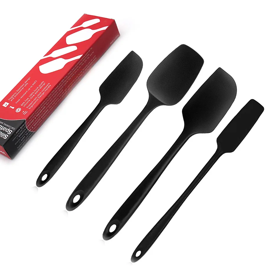 Silikon Spatula 4, pişirme, pişirme ve karıştırma için yapışmaz mutfak eşyaları, pişirme ve karıştırma-ergonomik tek parça tasarım