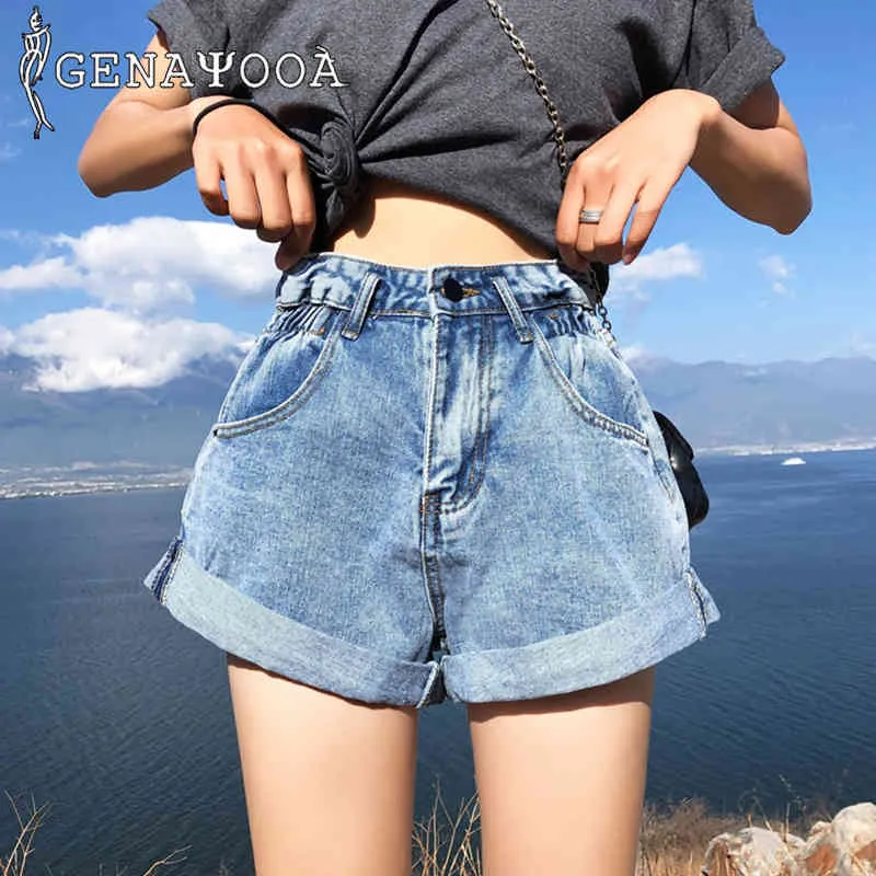 Genyayoo Streetwear Para Ver o Coreano Alta Cintura Shorts