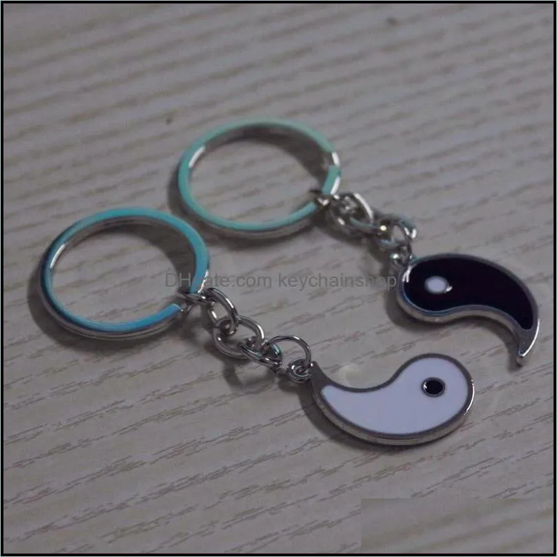 Vintage Chinese Elements of Yin Yang Taiji Bagua Couple Keychain For Keys Car Key ring Pendant Charm Fashion Alloy Keychains Gift