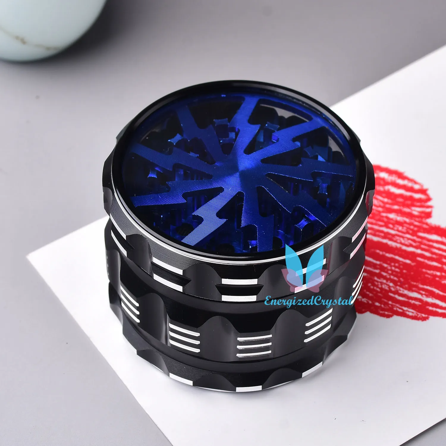 Light Blue Fashion 4-layer Aluminium Alloy Metal Herb Grinder Crusher