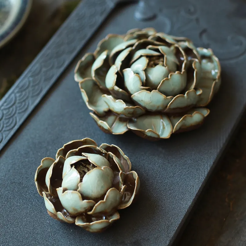 Handgemachte Jingdezhen Weihrauch Zen handgefertigte Keramik Back Peony Lotus Blume Joss Stick Räucherspule