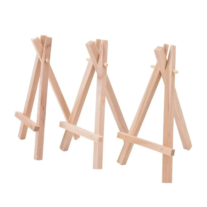 8x15cm Mini treppiede in legno naturale Cavalletto Decorazione di nozze Pittura Piccolo supporto Menu Board Accessoriy Stand Display Titolari DD283