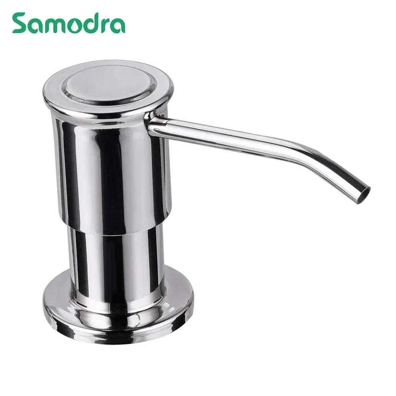 Dispenser di sapone liquido Samodra con pompa in acciaio inossidabile per bottiglia da 500 ml per lavello da cucina Dispenser integrato in cromo/nichel 211206