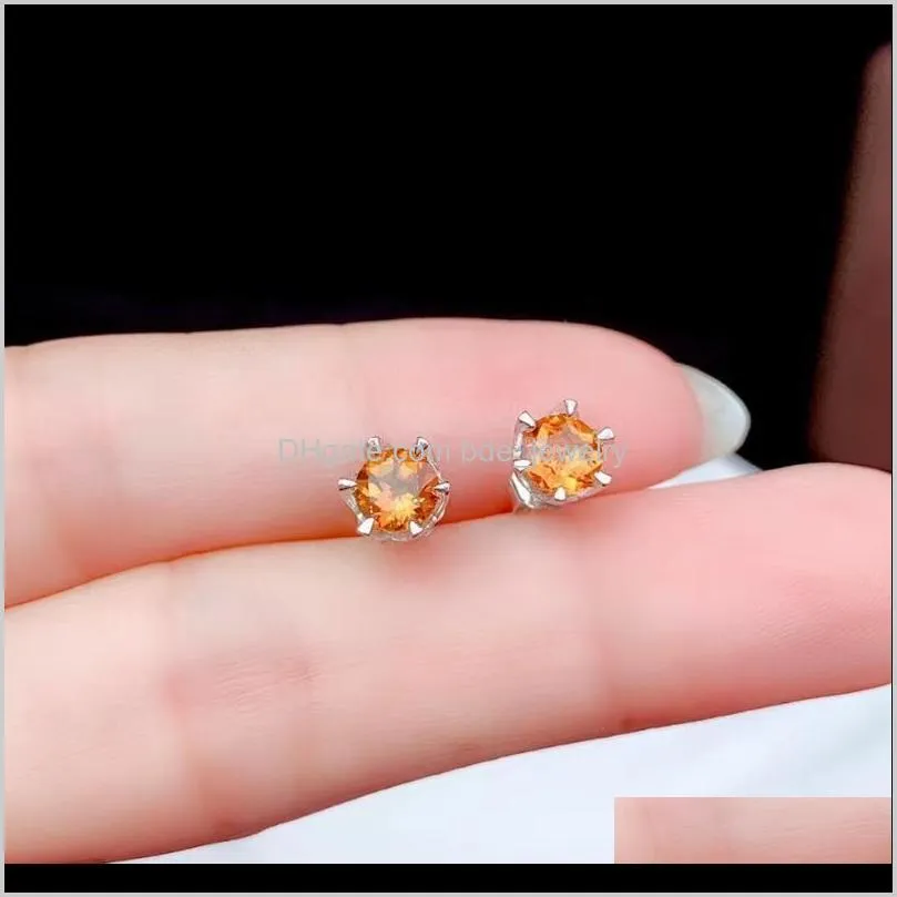 super simple natural citrine earrings 925 pure silver price cheap feedback to old customers including certificate package