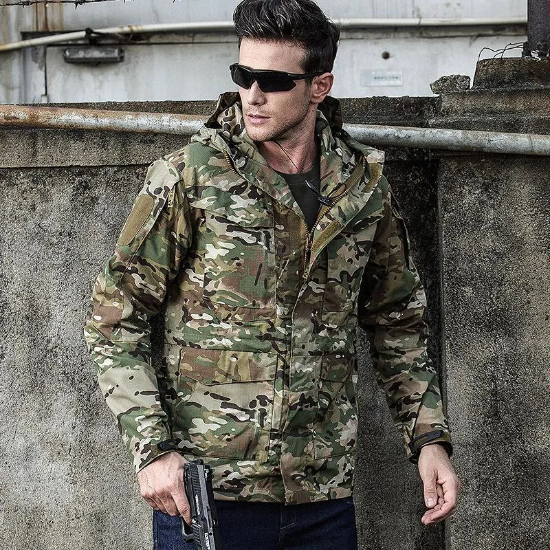 Tenue Tactique Camouflage Homme – Veste + Pantalon, Imperméable, Respirant, Coupe-vent, Nombreuses Poches