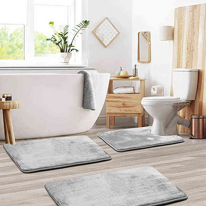 Tappeti Da Bagno 3 Pezzi Set Tappetino WC Flanella Antiscivolo Tappeti  Doccia Coprisedile WC Tappetino Porta Tinta Unita Decorazioni La Casa  211204 Da 6,09 €