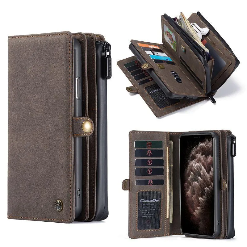 Caseme Étuis de téléphone portefeuille en cuir avec poches pour cartes Fentes pour espèces Étui de téléphone portable magnétique détachable pour iphone14 13 12 11 pro samsung