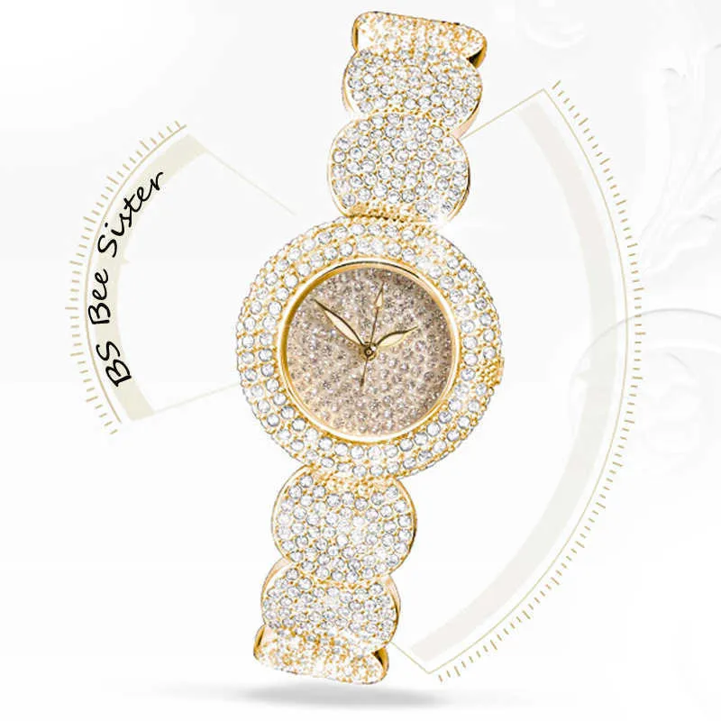 كامل الماس الساعات النساء النزول ماركة فاخرة السيدات ساعات المعصم الذهب الإناث ساعة الكريستال المرأة ساعة اليد reloj موهير 210527