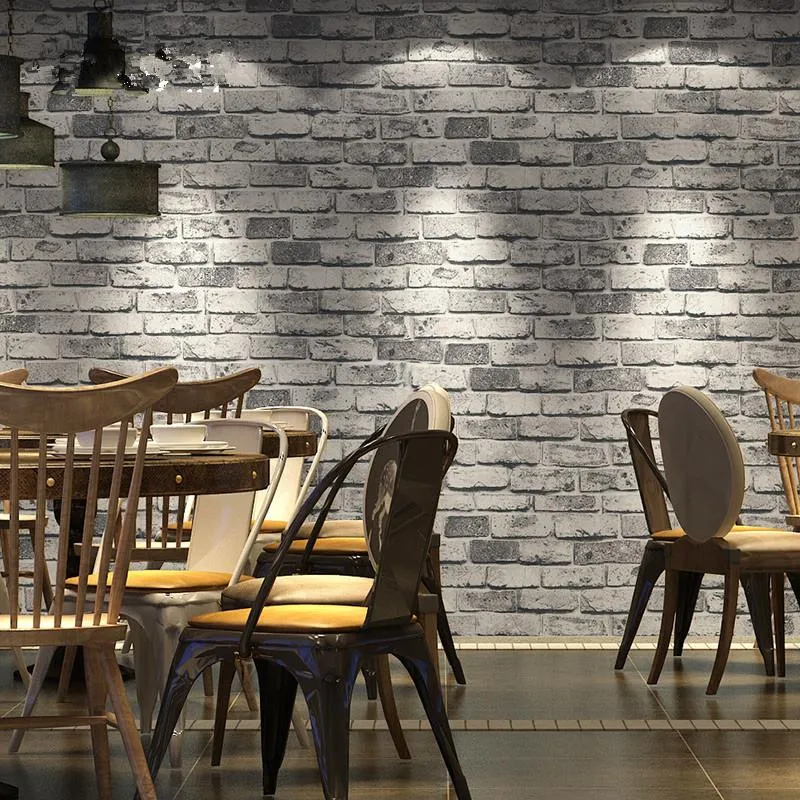 Wallpapers estilo chinês 3D cinza tijolo vermelho vintage restaurante barbear loja el antigo papel de parede escritório