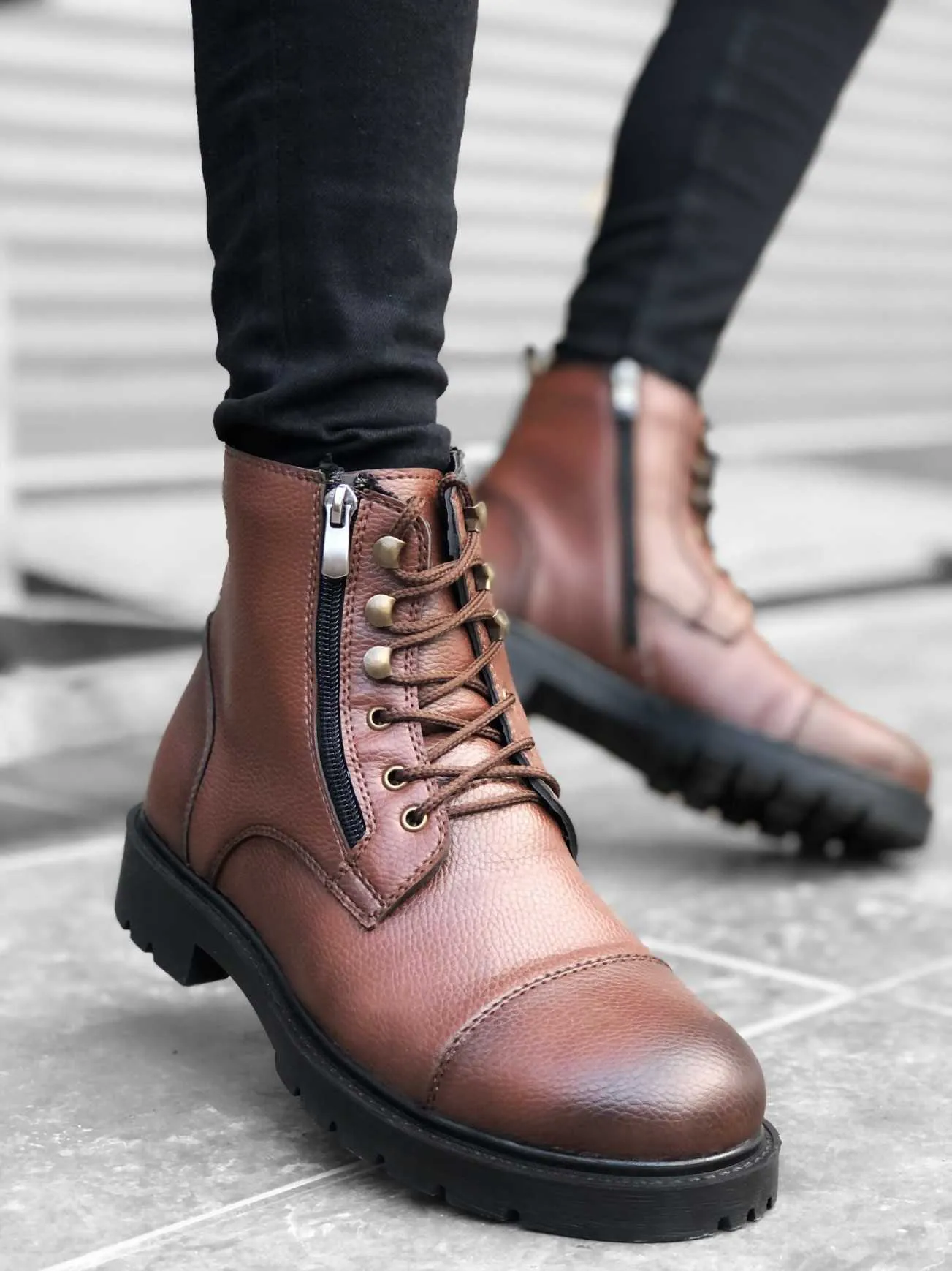 Herrenstiefel Trend Herren Freizeitschuhe Militärstiefel doppelseitiger Reißverschluss Rutschfeste Herrenschuhe kältebeständige Stiefel 211015