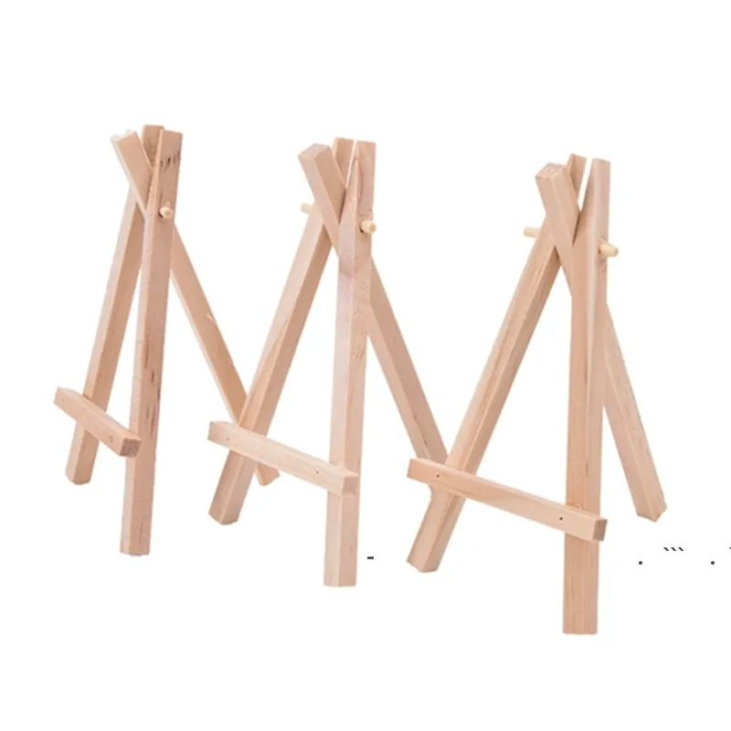 new 7x12.5cm mini wooden tripod easel Small Display Stand Artist Painting Business Card Displaying Photos Painting Supplies Wood Crafts EWF6