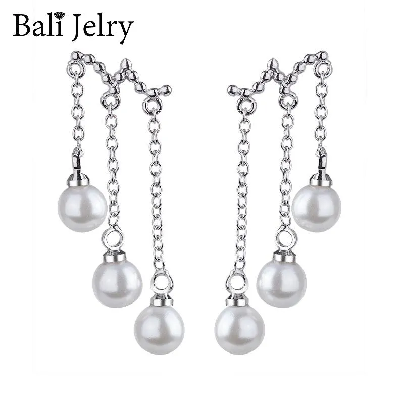 Balijelry Fashion жемчужные серьги для женщин 925 Серебряные ювелирные аксессуары с длинным стилем Серьера Свадебные обруча