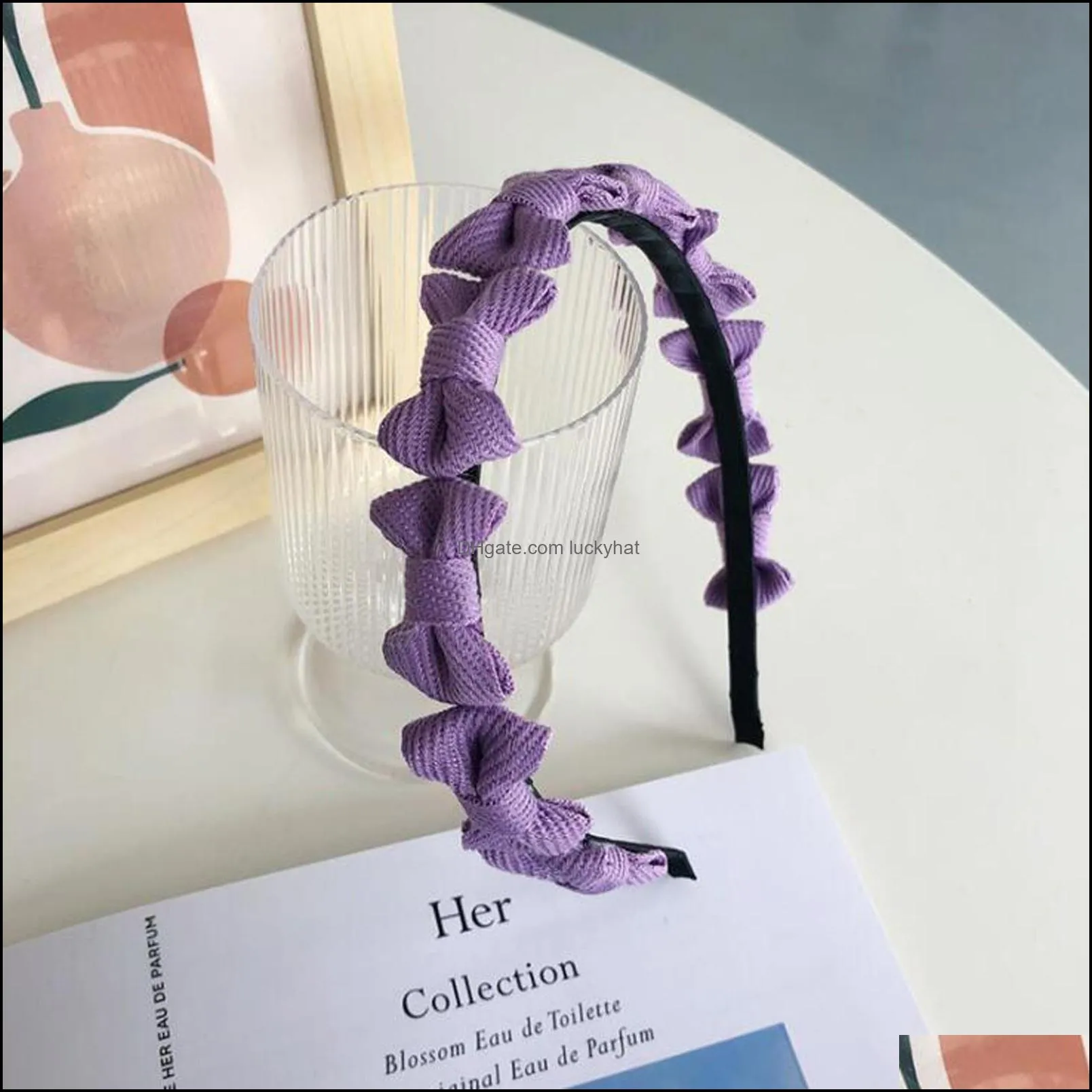 New Fashion  Headband For Women Paste Multiple Bows Hairband Solid Color Headwear Adult Hair Accessories