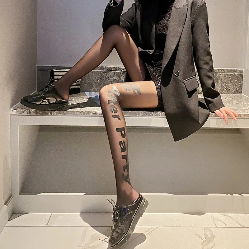 new Designer Letters silk stockings textile Fashion Hot Tights Sexy Lace Lady breathable Socks Hollow Mesh Thin Women personalized black super cool style party