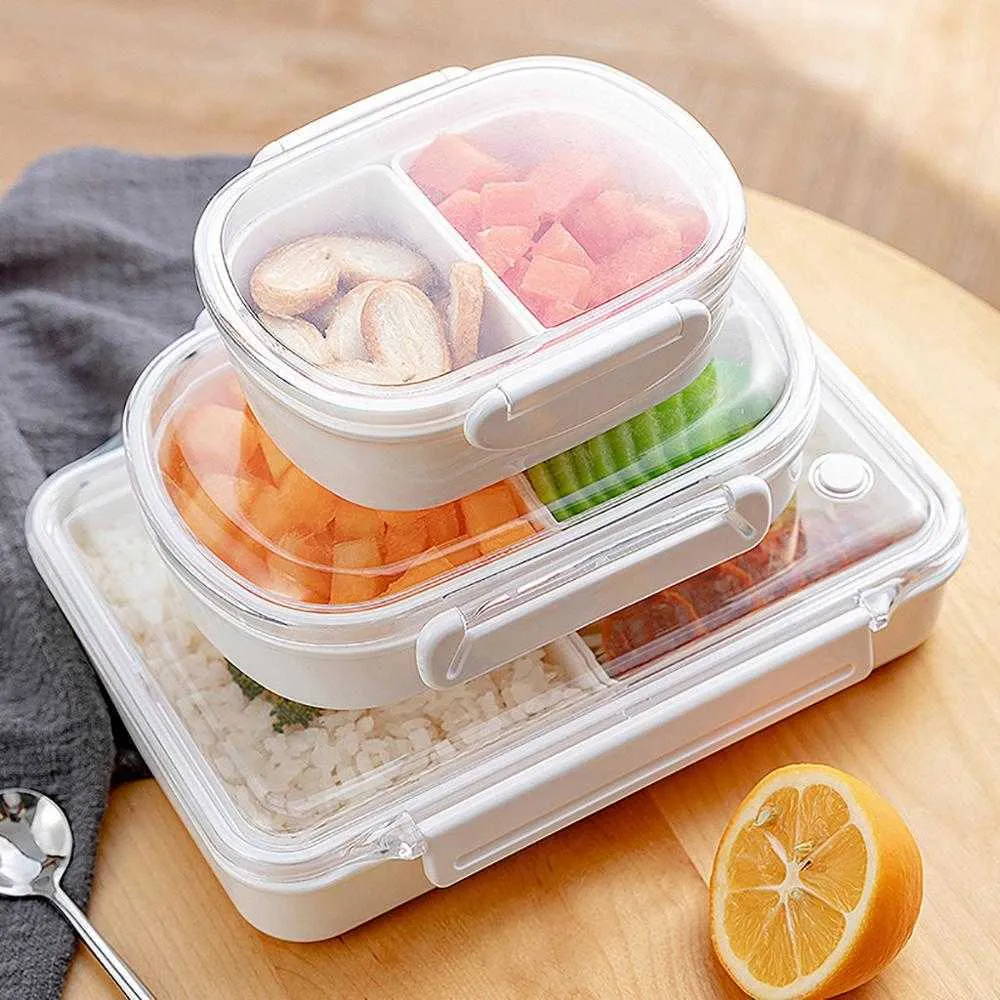Lunchbox-Behälter, auslaufsichere Schullebensmittelbox, tragbare Bento-Box für Kinder mit 3 Fächern, Picknick-Essen C50 210709